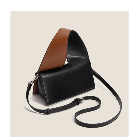 Trendy Women Color Block Shoulder Crossbody Bag PU Leather Minimalist Small Square Handbag With Wide Strap Magnetic Closure
