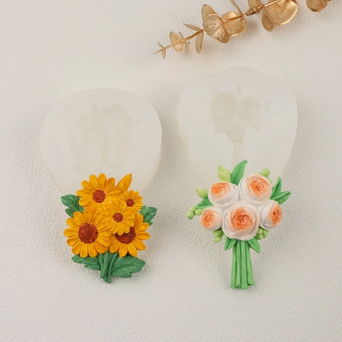 3D Flower Silicone Molds For Aromatherapy Plaster Car Vent Clip Sunflower Peony Ranunculus Resin Soap Candle Making DIY Handmade Decor