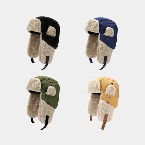 Colbacco Tela Lana Di Agnello Sintetica Paraorecchi Inverno Caldo Antivento Berretto Da Aviatore Per Uomo Donna Outdoor Vintage