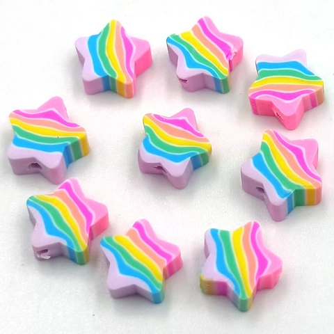 Perline A Stella Arcobaleno Argilla Polimerica Righe Pentagramma Per Creazione Di Gioielli Fai Da Te Bracciale Collana Artigianato