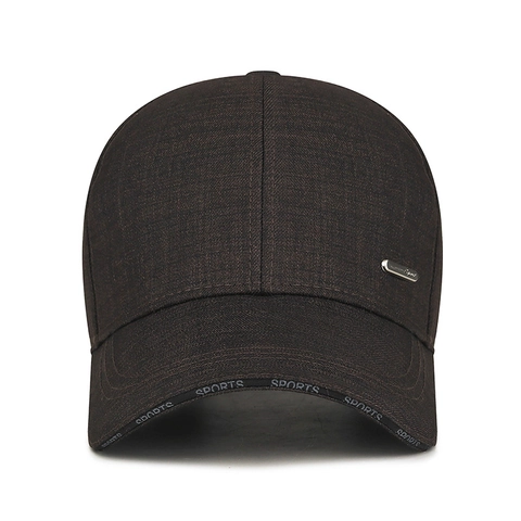 Herren Sport Baseballkappe Polyester Verstellbarer Sonnenschutzhut Mit Metallschild Buchstabenstickerei Gebogener Schirm