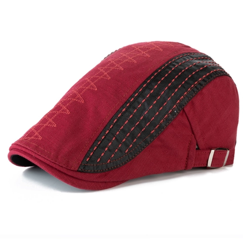 Coppola Vintage In Tela Di Cotone Fibbia In Metallo Regolabile Cuciture Decorative Berretto Piatto Casual Uomo Donna