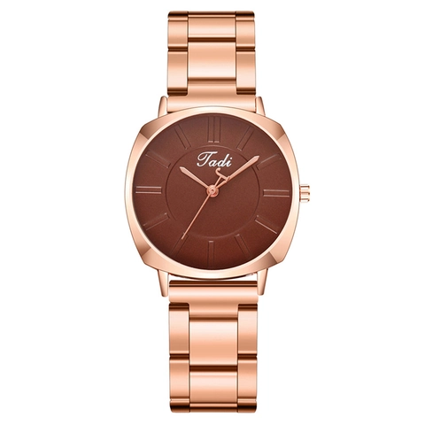 Fashion Women Quartz Watch Metal Alloy Link Strap Analog Round Dial Minimalist Elegant Luxury Rose Gold Ladies Watch