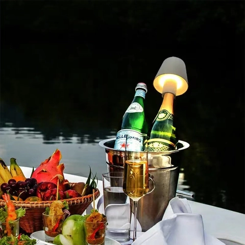 Oplaadbare LED Wijnfles Lampkop Metaal Acryl Touch Dimbaar Tafellamp Voor DIY Fles Decoratie Bar Restaurant