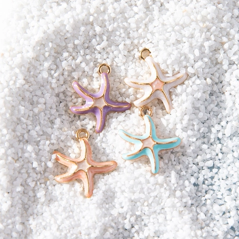 Starfish Charms Colorful Enamel Alloy Pendants For DIY Jewelry Making Bracelet Necklace Accessories Ocean Style Women