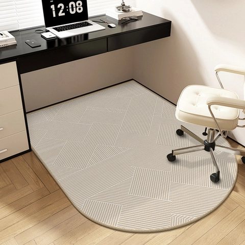 Office Chair Mat Anti-Slip Polyester Fiber Floor Protector Modern Geometric Wavy Pattern Sound Absorbing Rug For Home Office