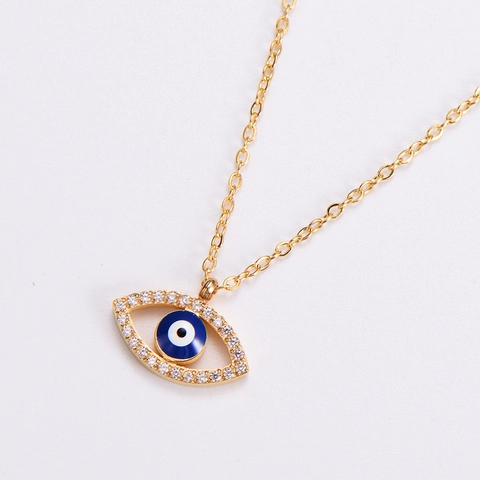 Evil Eye Anhänger Halskette 316L Edelstahl Mit Emaille Und Strass Minimalistischer Schmuck Für Damen