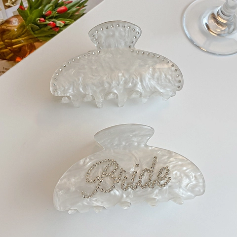 Molletta Per Capelli Bride In Acetato E Strass Effetto Marmo Perla Artificial Per Matrimonio E Addio Al Nubilato Donne