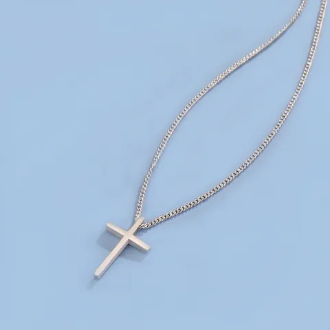 Collana Con Pendente A Croce Minimalista Argento Sterling 925 Lucidato Catena Box Gioielli Eleganti Da Donna