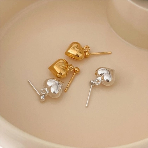Orecchini A Lobo A Cuore In Argento Sterling 925 Minimalista Lucido 3D Gioielli Romantici Per Donne Ragazze