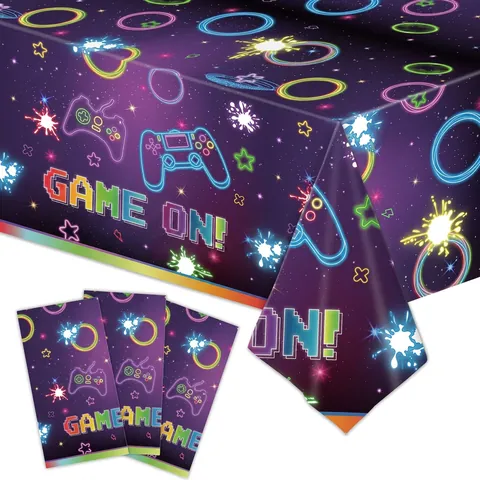 Tovaglia Per Feste A Tema Videogiochi Plastica Motivo Neon Game On Compleanno Celebrazione Decorazione Evento Impermeabile