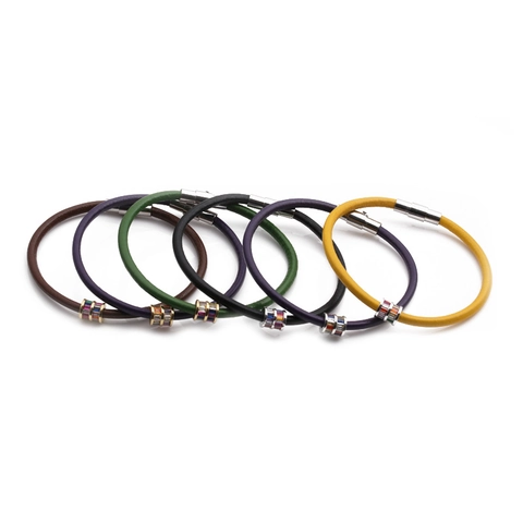 Fashion Braided Leather Rope Bracelet With Multi Color Zircon Metal Slider And Stainless Steel Magnetic Clasp For Women