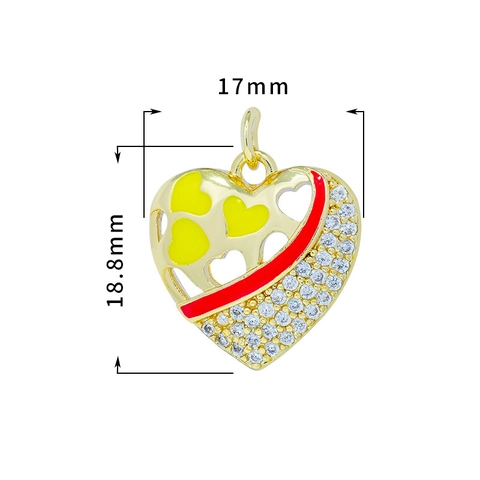 Heart Charms Pendants Copper 18K Gold Plated Enamel Zircon For DIY Jewelry Making Colorful Heart Shaped Designs