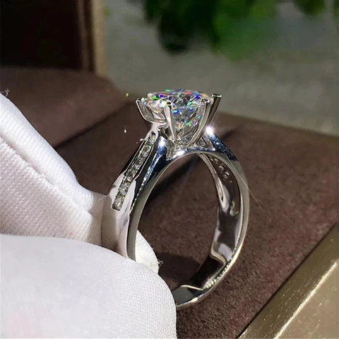 Bague Élégante En Zircone Cubique Scintillante Cuivre Griffes Coupe Ronde Pour Femmes Mariage Fiançailles Bijoux De Mode