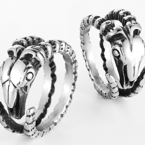 Anello Teschio Di Ariete Acciaio Inossidabile Punk Gothic Testa Di Capra Gioielli Lucidato Animale Biker Per Uomo