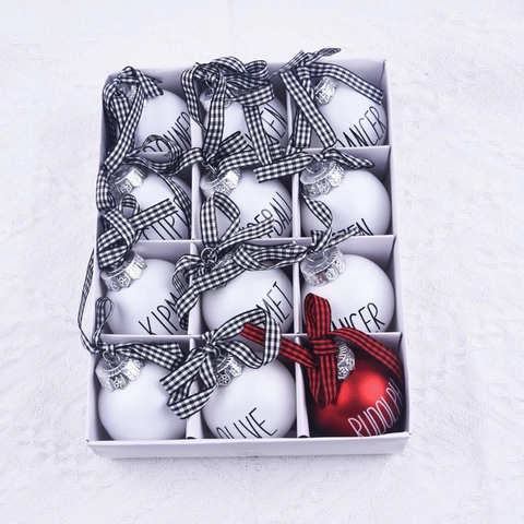 Ornamenti Di Palline Appese Decorative Per Feste In Plastica Galvanizzata Con Parole Stampate Per Decorazione Di Natale