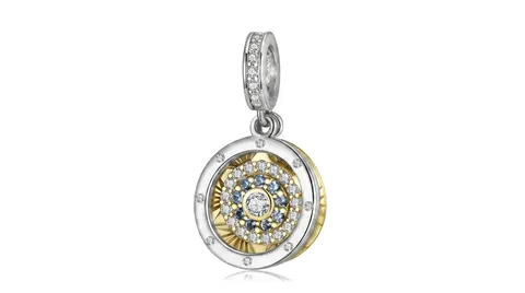 925 Sterlingsilber Böser Blick Anhänger Rotierend Doppelschicht Gold Silber Charm Zirkonia Für Armband Damen Mode Schmuck