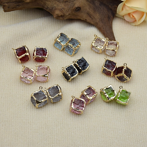 Pendentif Cube En Résine Transparente De Style Palais Vintage Avec Cadre En Alliage Plaqué Or Pour Création Bijoux DIY