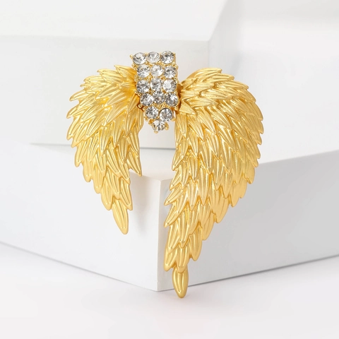 Moda Lega Smalto Ala Spilla Per Donne Oro Strass Angelo Ala Spilla Da Bavero Per Abito Cappotto Gioielli