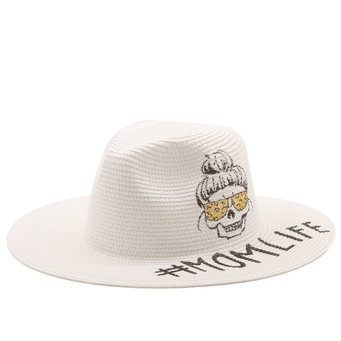 Women Straw Fedora Hat Hand Painted Graffiti Sun Hat Wide Brim Summer Beach Jazz Panama Travel Cap Embroidery