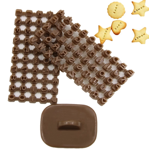 Alfabet Nummer Koekjesstempel Vorm Voedselveilig Plastic Beweegbaar Type Fondant Reliëf DIY Bakgereedschap