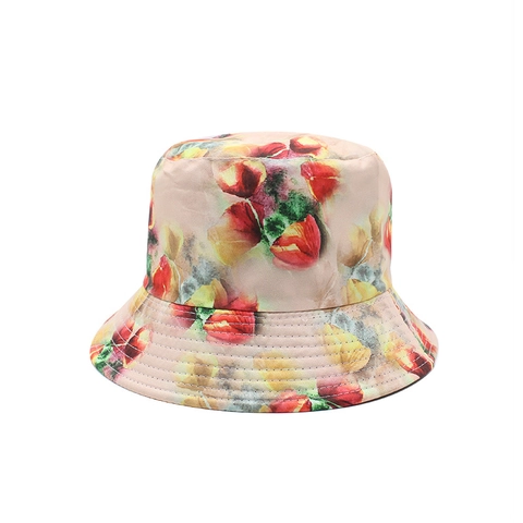 Bucket Hat Reversible Cotton Polyester Sun Protection Tie Dye Floral Print Outdoor Casual Unisex Basin Cap