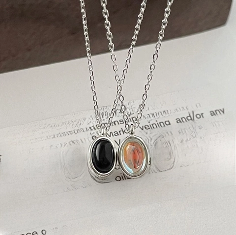 Collana In Argento Sterling 925 Con Ciondolo In Strass AB Ovale Gioielli Eleganti Minimalisti Per Donna