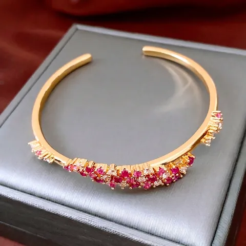 Pulsera Brazalete Abierto Vintage Cobre Chapado En Oro 18K Onda Cluster Circón Joyería Retro Lujo Francés Mujeres