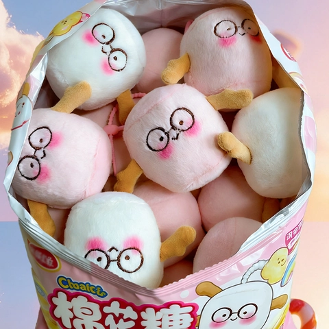 Plush PP Cotton Marshmallow Elephant Embroidered Soft Stuffed Toy Bag Charm Keyring For Kids Backpack Gift