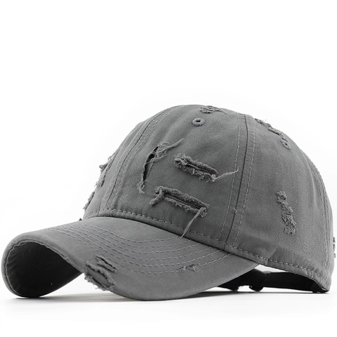 Vintage Distressed Baseball Cap Cotton Worn Out Frayed Hole Retro Streetwear Sun Hat Unisex Adjustable Outdoor Sport