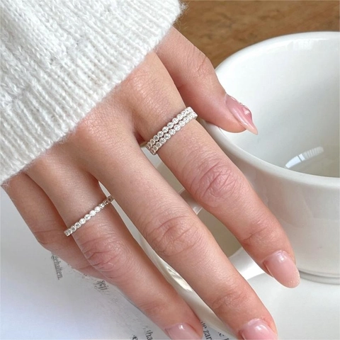 Anello Eternity Argento Sterling 925 Zircone Impilabile Sottile Minimalista Moda Elegante Gioiello Da Dito Per Donna