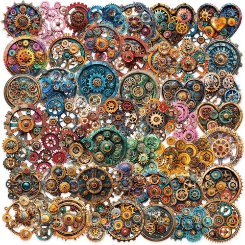 Adesivi Vintage Steampunk Ingranaggi Impermeabile Trasparente PET Cuore Meccanico Orologio Modelli Per DIY Scrapbooking Laptop