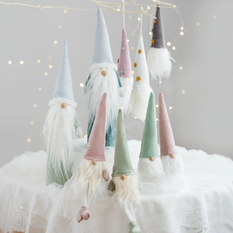 Ornamenti Gnomo Di Natale Nordico Santa Tomte Peluche Lunga Barba Stella Cappello Appuntito Decorazione Appesa Casa Finestra