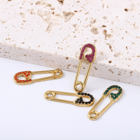 Ciondolo In Acciaio Inossidabile Spilla Da Balia Croce Luna Forma Strass Colorati Accessori Gioielli Fai Da Te