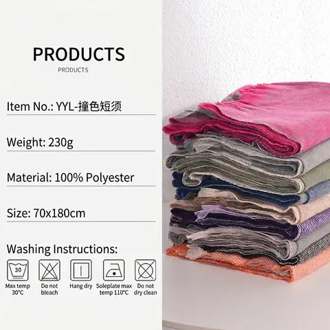 Color Block Double Sided Scarf Imitation Cashmere Tassel Shawl Winter Warm Wrap For Women