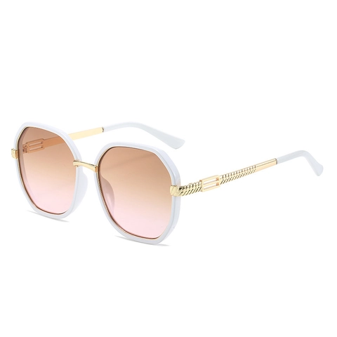 Occhiali Da Sole Poligonali Retro Montatura Oversize Metallo Plastica Protezione UV400 Lenti Sfumate Moda Per Uomo Donna