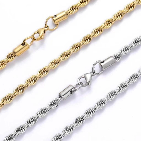 Collana A Catena Di Corda In Acciaio Inossidabile Titanio Design A Torsione Gioielli Hip Hop Per Uomo Donna