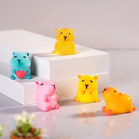 Mini Figurine Capybara Résine Statue Animal Lumineuse Micro Paysage Décoration Bureau Mignon Cartoon