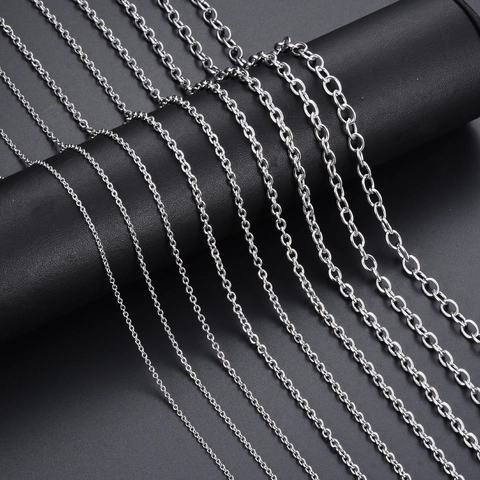 Edelstahl Gliederkette O-Kette Halskette Einfache Polierte Kette Schmuck Zubehör Für Herren Damen Minimalistischer Stil