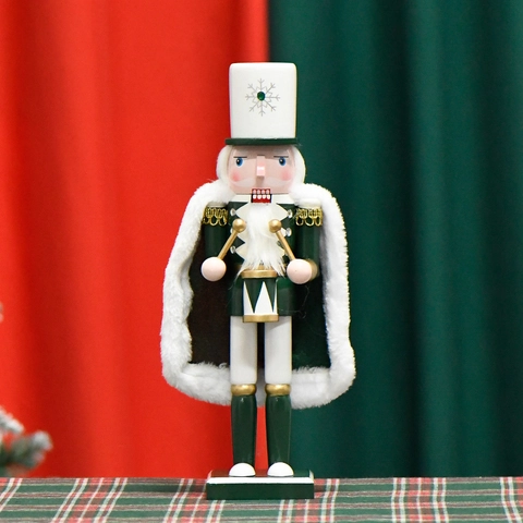 Schiaccianoci Di Natale Soldato Re Statuina In Legno Con Mantello Di Velluto Decorazione Natalizia Europea Tradizionale