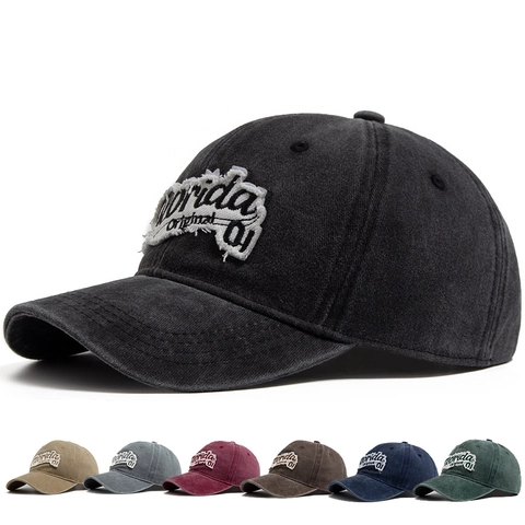 Gorra De Béisbol De Algodón Lavado Vintage Bordado Letras Ajustable Retro Desgastado Sombrero Sol Hombres Mujeres