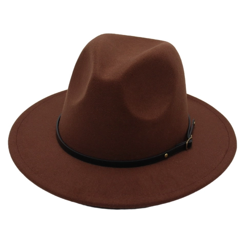 British Vintage Cotton Fedora Hat For Men Women Wide Brim Jazz Hat With Belt Buckle Elegant Church Wedding Party Dress Hat
