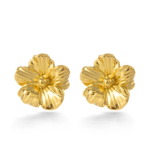 Vintage Flower Stud Earrings Stainless Steel 3D Floral Retro Style Elegant Fashion Jewelry For Women