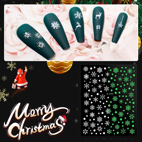 Weihnachts Schneeflocke Nagelkunst Aufkleber Holographische Laser Gold Silber Winter Rentier Festliche DIY Dekoration