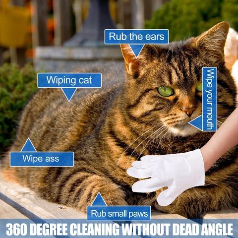 Waterloze Schoonmaakhandschoenen Voor Huisdieren Honden Katten Lichaam Oog Oor Poot Verzorging Non Woven Deodoriserend Kruidenextract Draagbaar