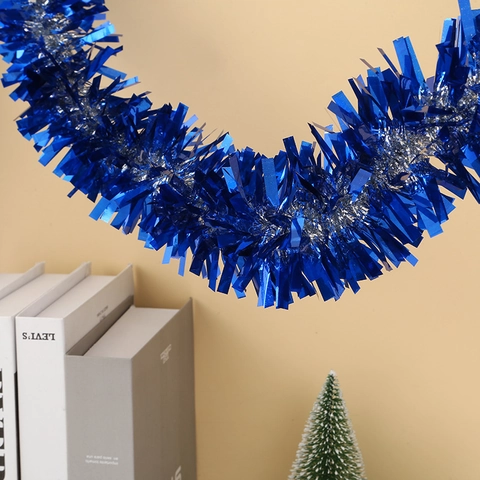 Christmas Tinsel Garland Shimmering Metallic PVC Plastic Hanging Ornament For Festive Party Wedding Birthday Decoration