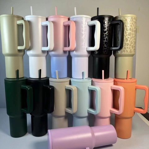 Stainless Steel Vacuum Insulated Tumbler With Handle And Straw Large Capacity Car Cup Travel Mug Leak Proof Modern Design
