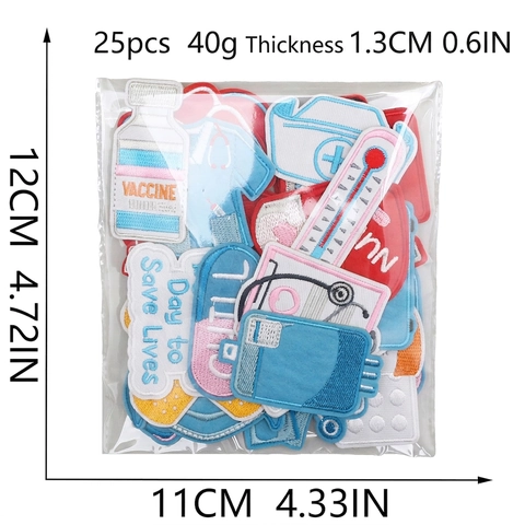 Toppe Ricamate Tema Medico Da Stirare Applique Decorative Simboli Medici Per Vestiti Borse Infermiera Ambulanza