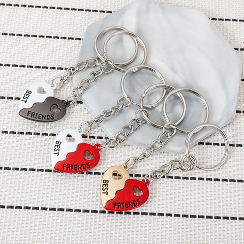 Best Friends Keychains Magnetic Split Heart Alloy Metal Matching Pendant Charm Gift For BFF Friendship Jewelry