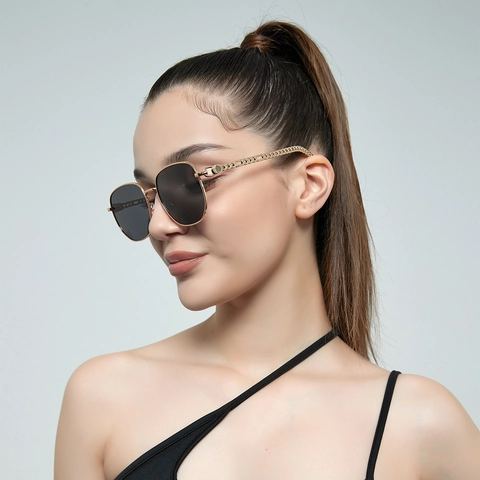 Occhiali Da Sole Rettangolari Retrò Montatura In Metallo Stanghette A Catena Protezione UV400 Montatura Piccola Vintage Per Donna Uomo